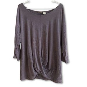 St Tropez Grey Twist Hem Shirt